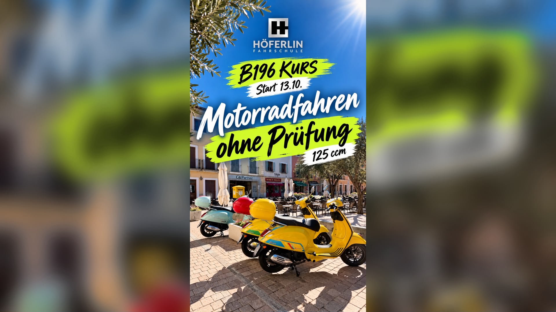 B196 Kurs – Motorradfahren ohne Prüfung, 125 ccm, Start 13.10.